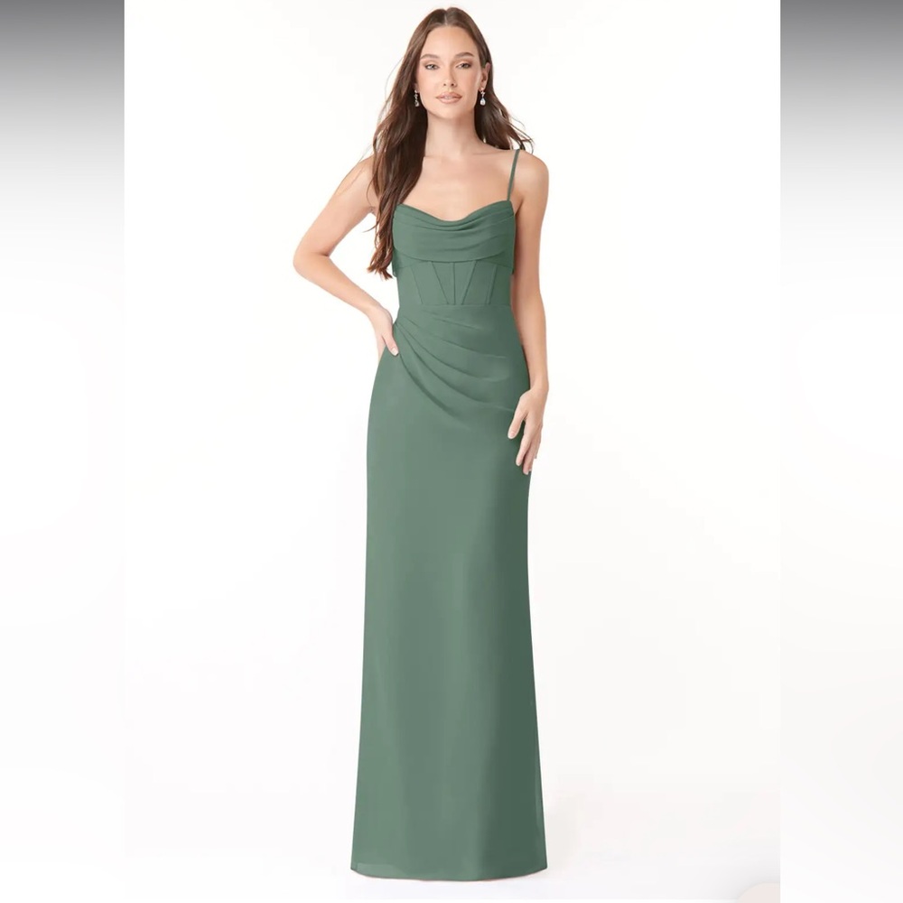 Azazie Sage Green Maxi Dress with Cowl Neck